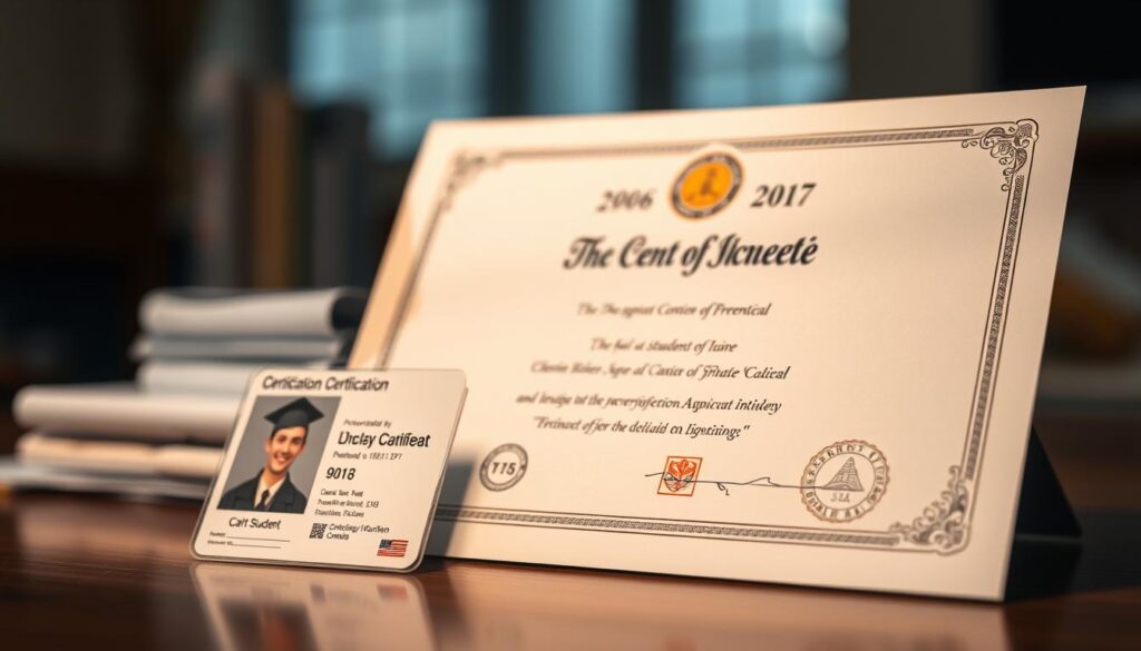certificado e carteirinha de aluno